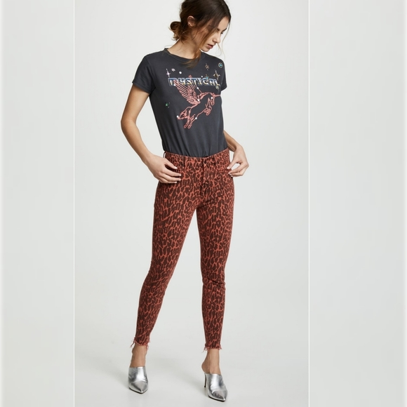 Mother High Waist Hooker Ankle Fray Jeans Leopard - Picture 2 of 8